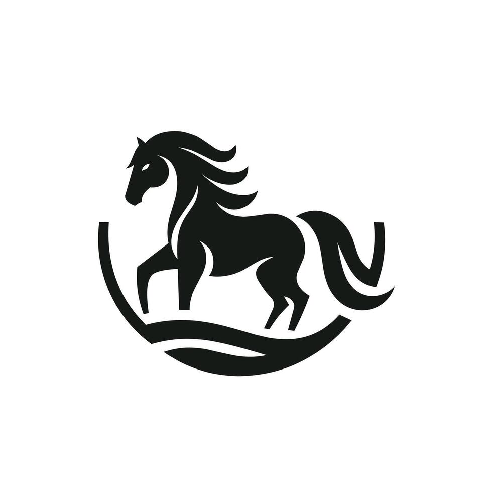Horse logo Vector design inspiration, Monochrome emblem of horse head isolated on white, Silhouette vector illustration, perfect for animal farm or community emblem,