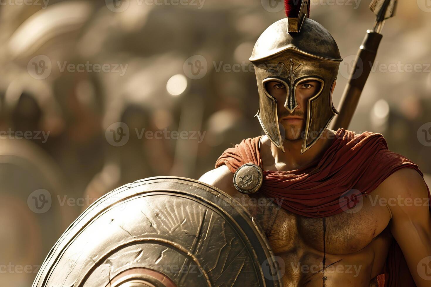 AI generated Valiant Ancient greek warrior war. Generate Ai photo