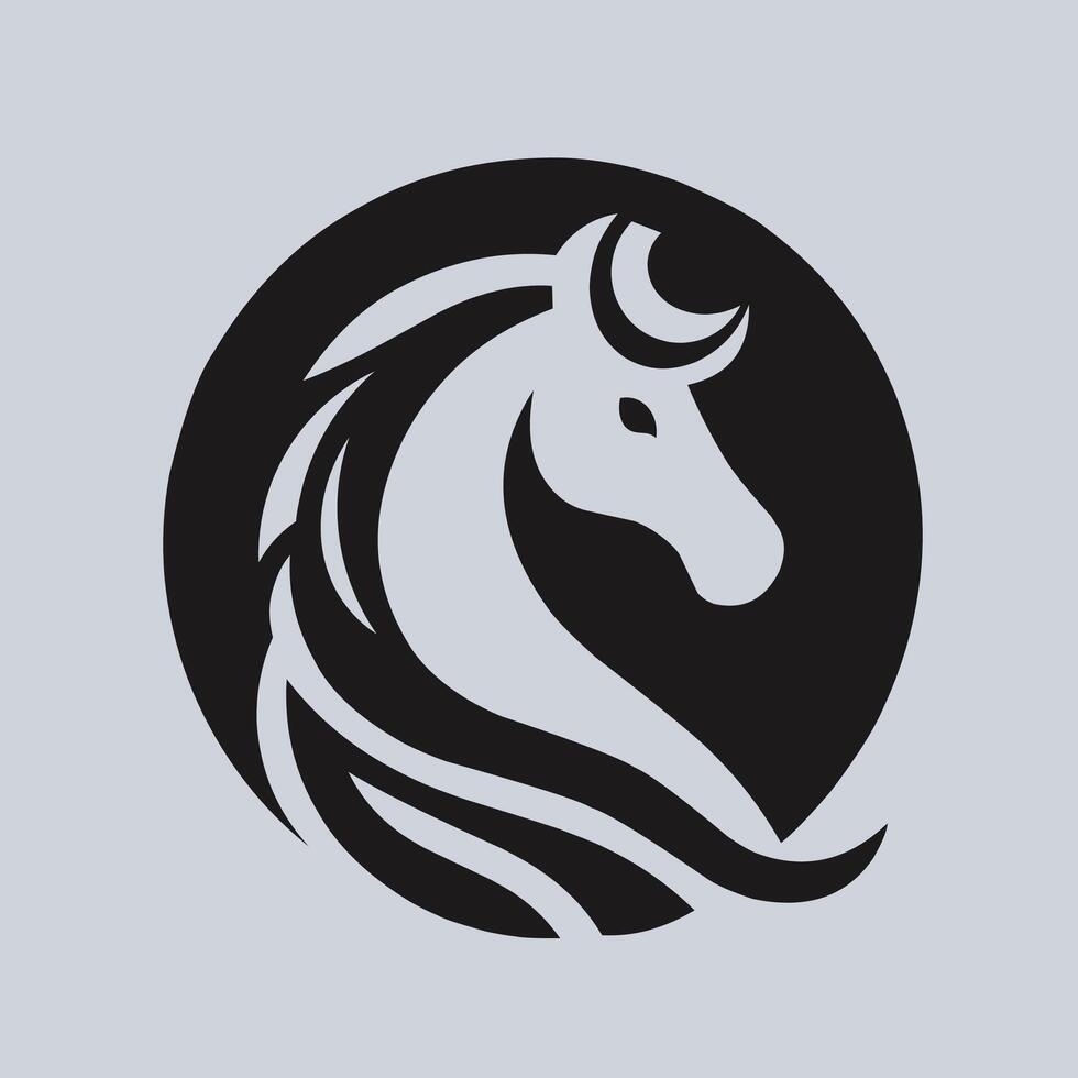 Horse logo Vector design inspiration, Monochrome emblem of horse head isolated on white, Silhouette vector illustration, perfect for animal farm or community emblem,