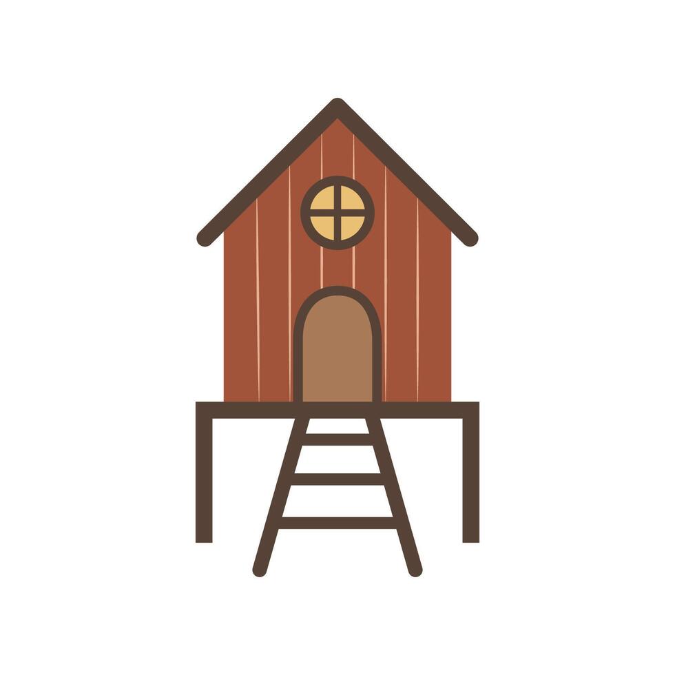 Cute cartoon chicken coop. Simple flat icon. A farm or ranch item. vector