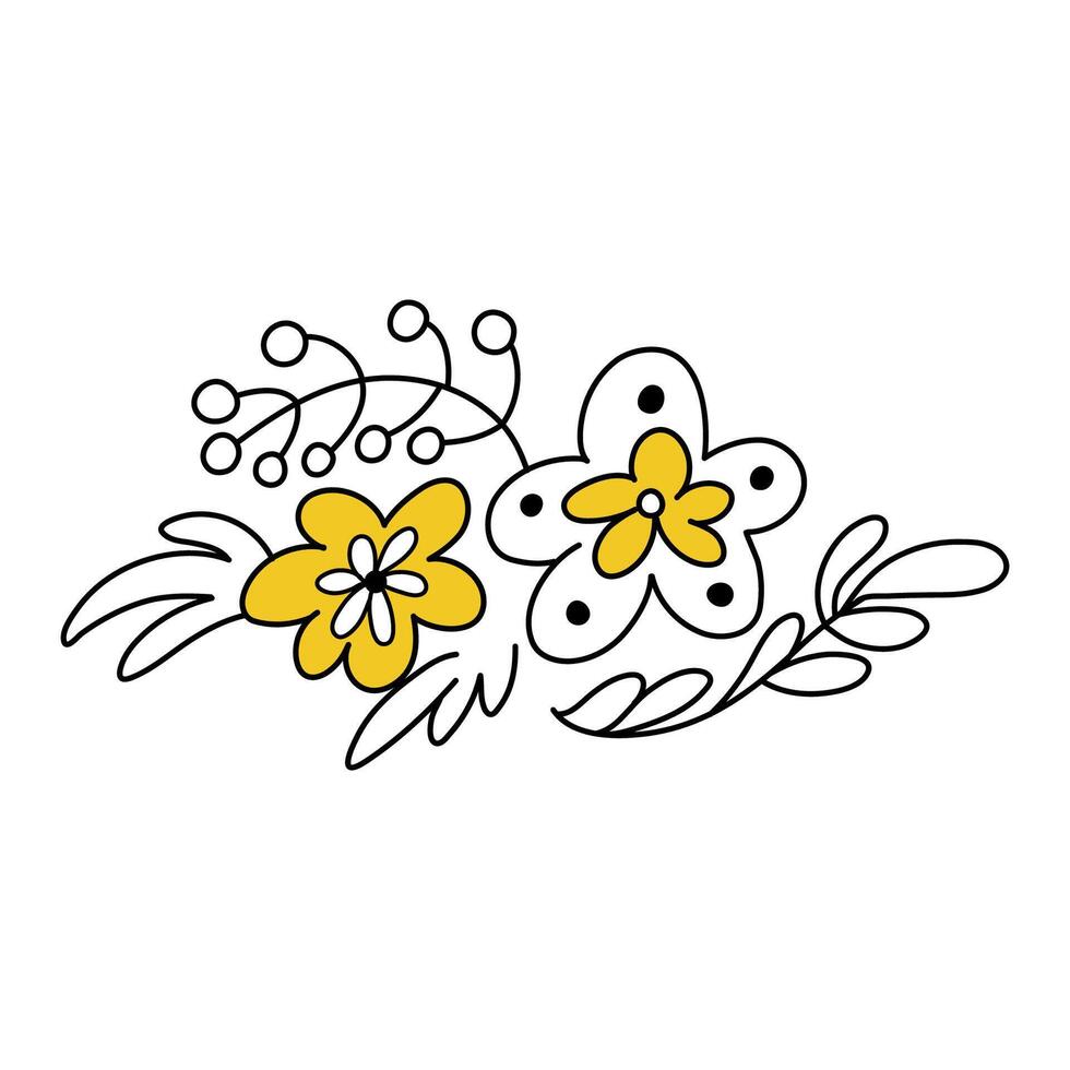 Cute floral composition in doodle style. Simple element for spring design. vector