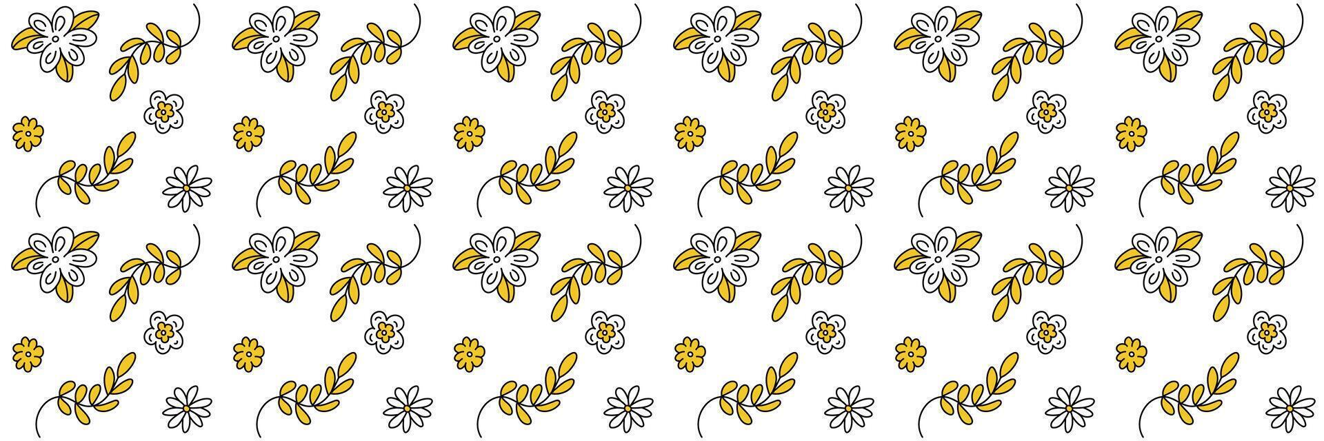 Cute seamless pattern with spring doodle flowers vector