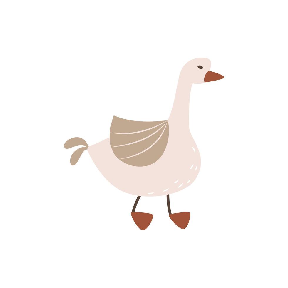 Cute cartoon goose. Traditional farm poultry. Country bird. vector