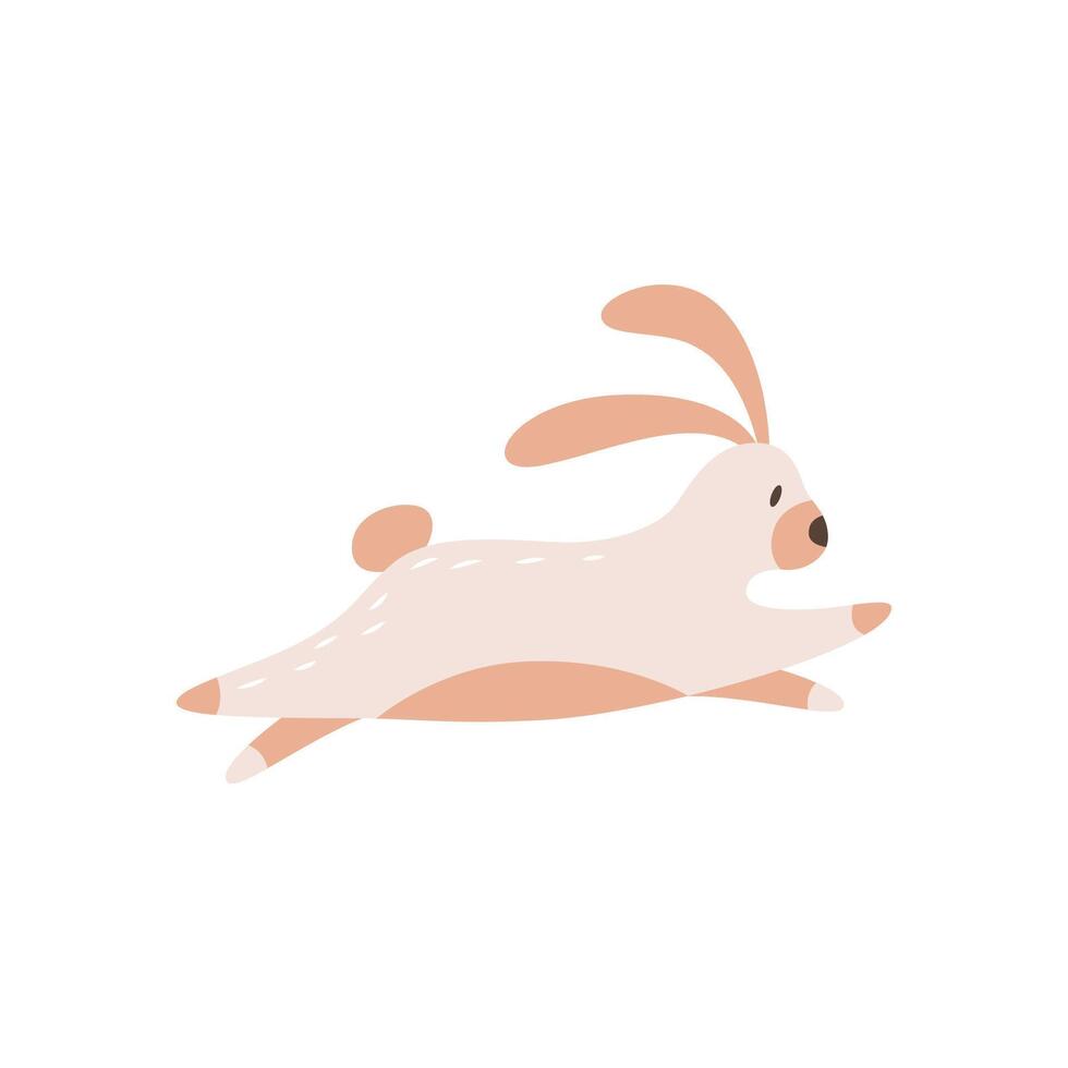 linda garabatear Conejo. dibujos animados granja animal. el orejas liebre salta vector