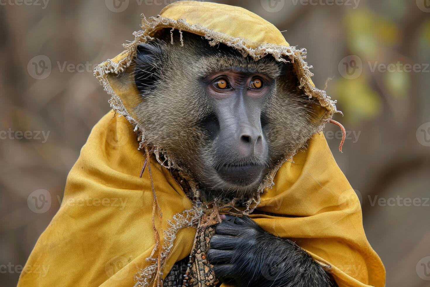 AI generated Ancient Medieval monkey baboon. Generate Ai photo