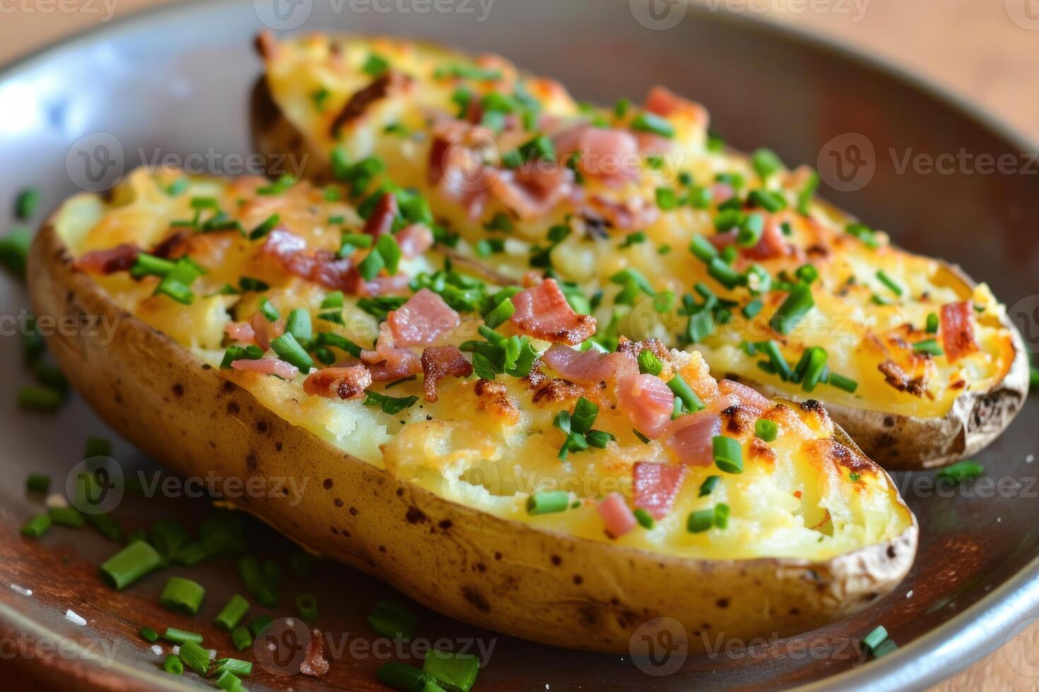 AI generated Delicious Serving baked potato with green herbs. Generate ai photo