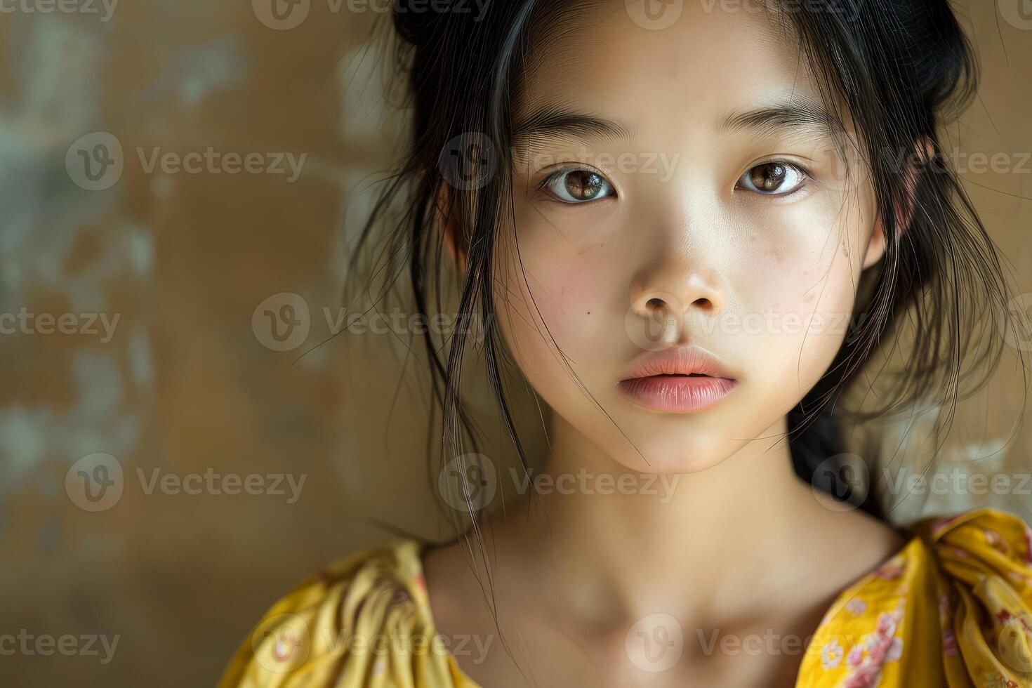 AI generated Youthful Asian girl portrait. Generate Ai photo