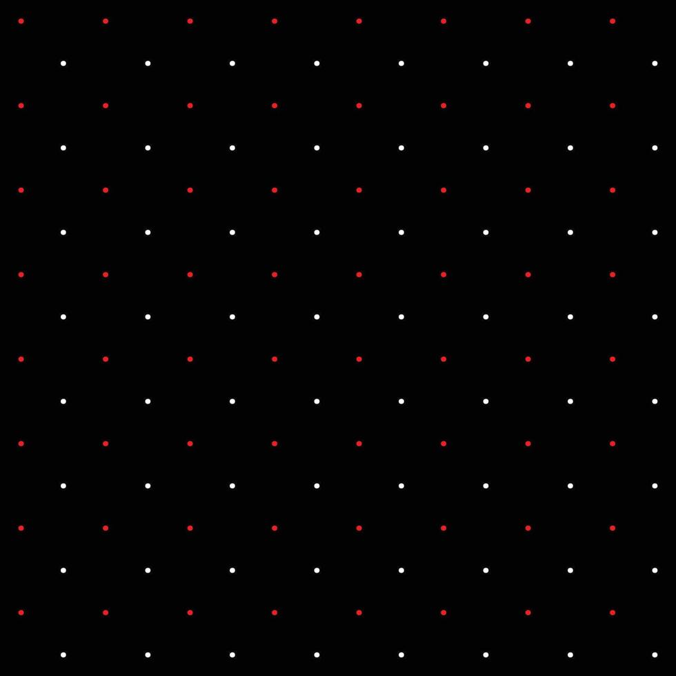 Mini red and white seamless polka dot pattern vector, Black background. Christmas Theme vector