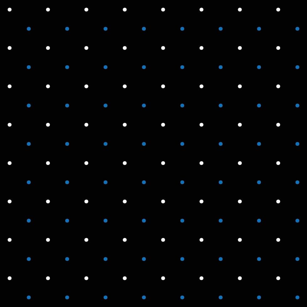 Small blue and white seamless polka dot pattern vector, Black background. vector