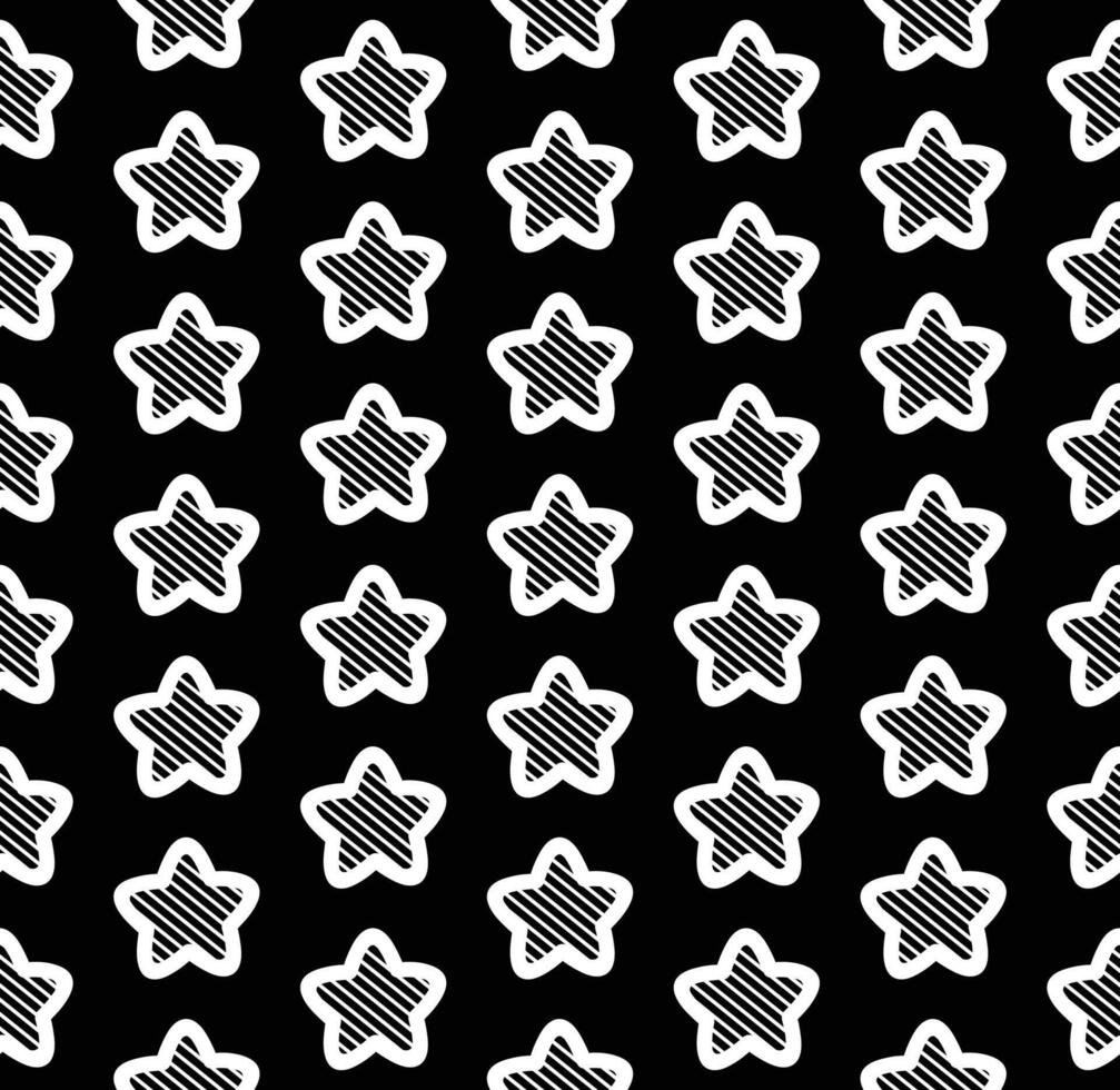 sin costura modelo estrellas blanco en negro antecedentes vector