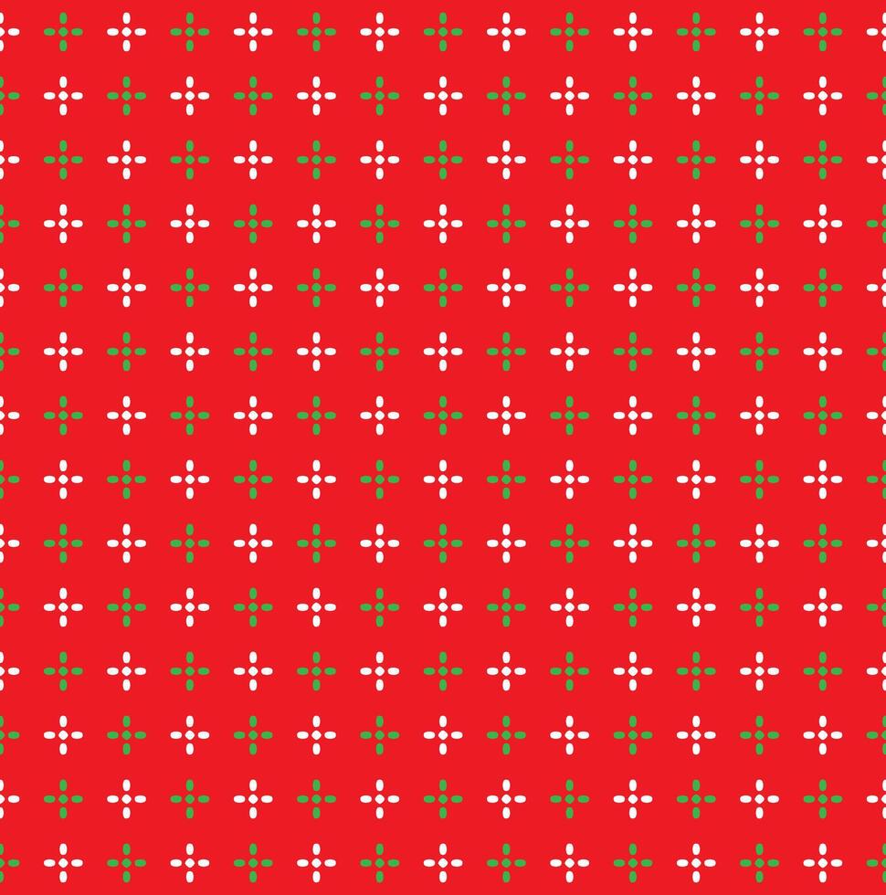 Seamless Geometric Shining Star Pattern, Shiny Star Green And White On Red Background, Christmas Theme vector