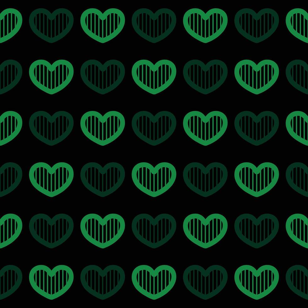 verde corazón sin costura modelo en negro antecedentes vector