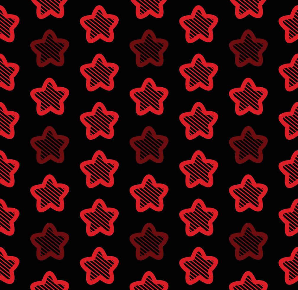 rojo estrellas sin costura modelo en negro antecedentes vector