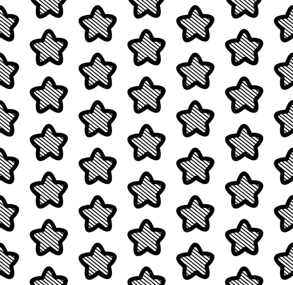 Seamless Pattern Stars Black On White Background vector