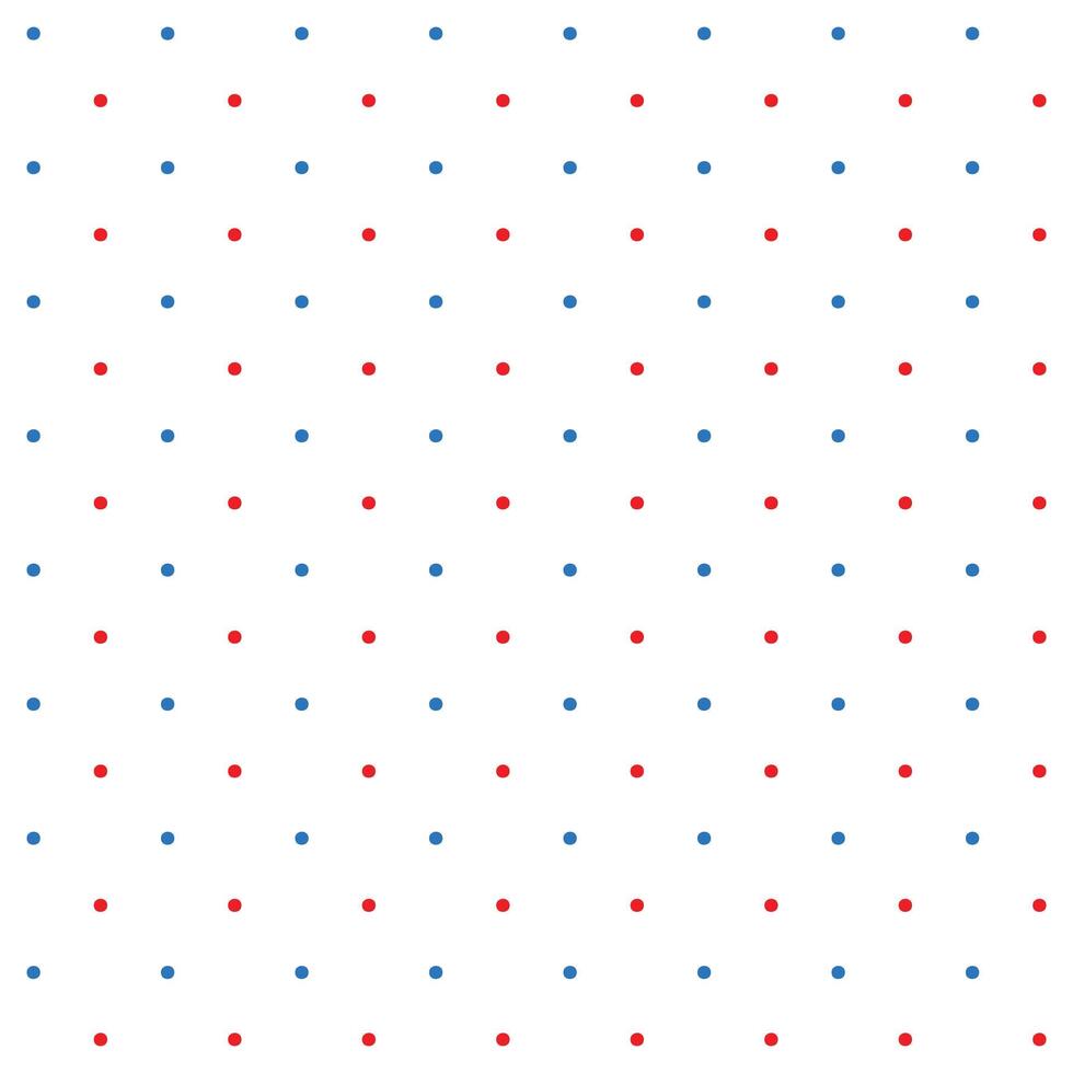 Small red and blue seamless polka dot pattern vector, White background. Christmas Theme vector
