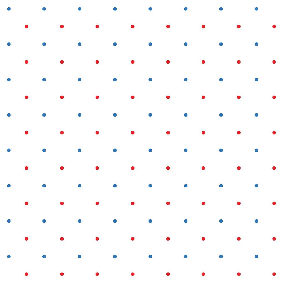 Small red and blue seamless polka dot pattern vector, White background. Christmas Theme vector