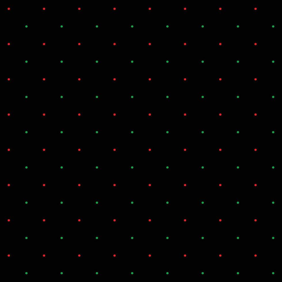 Mini red and green seamless polka dot pattern vector, Black background. Christmas Theme vector