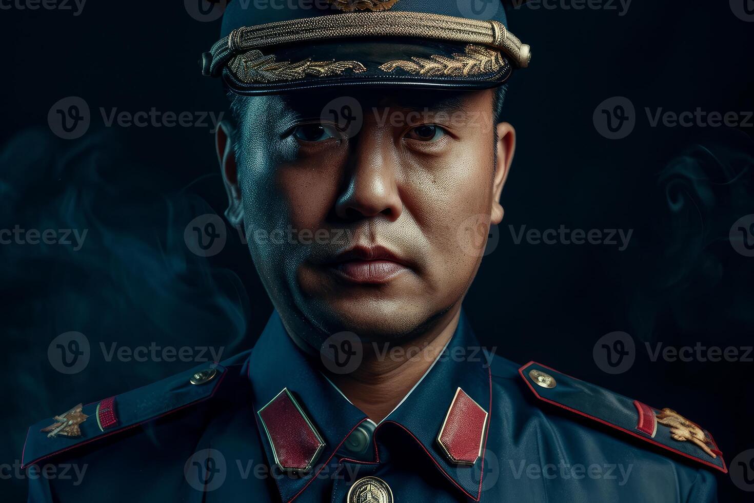 AI generated Asian police officer portrait. Generate Ai photo