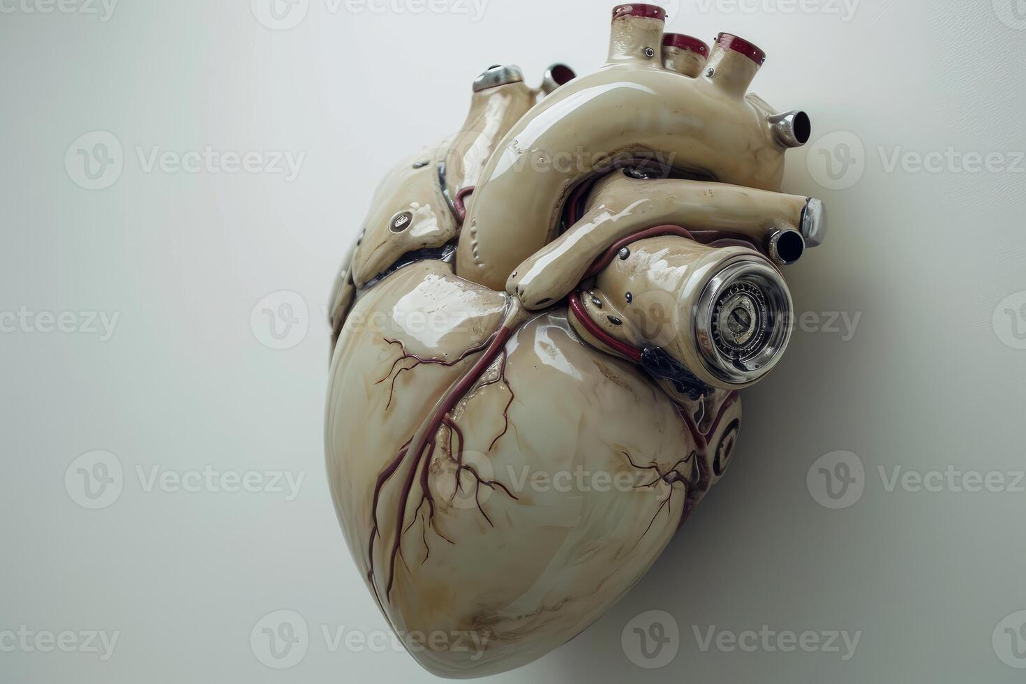 AI generated Artificial heart white background. Generate Ai photo