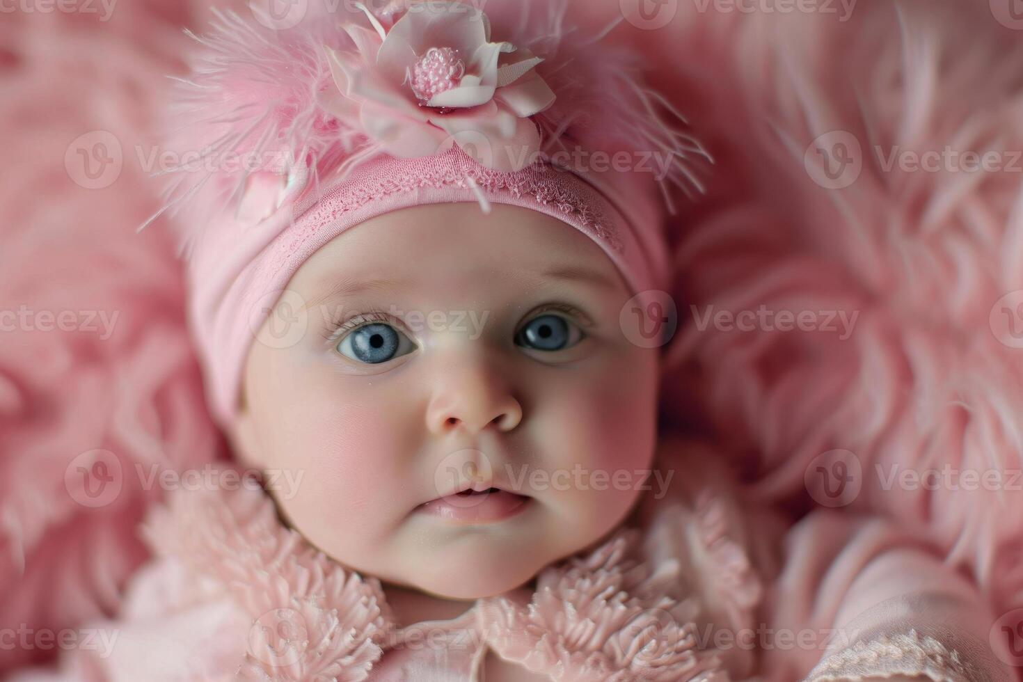 AI generated Baby dressed pink. Generate Ai photo