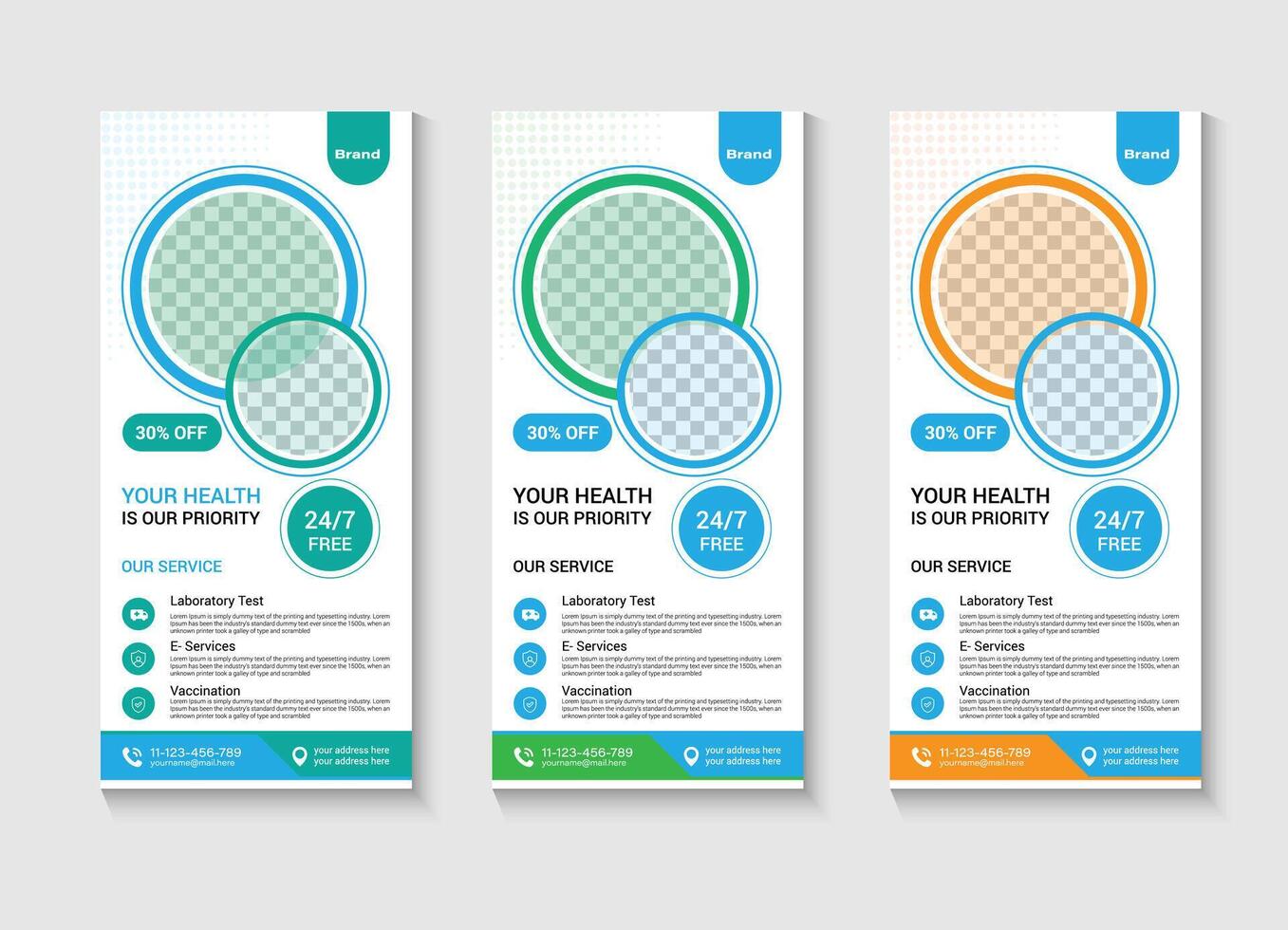 Medical rack card or dl flyer templates vector