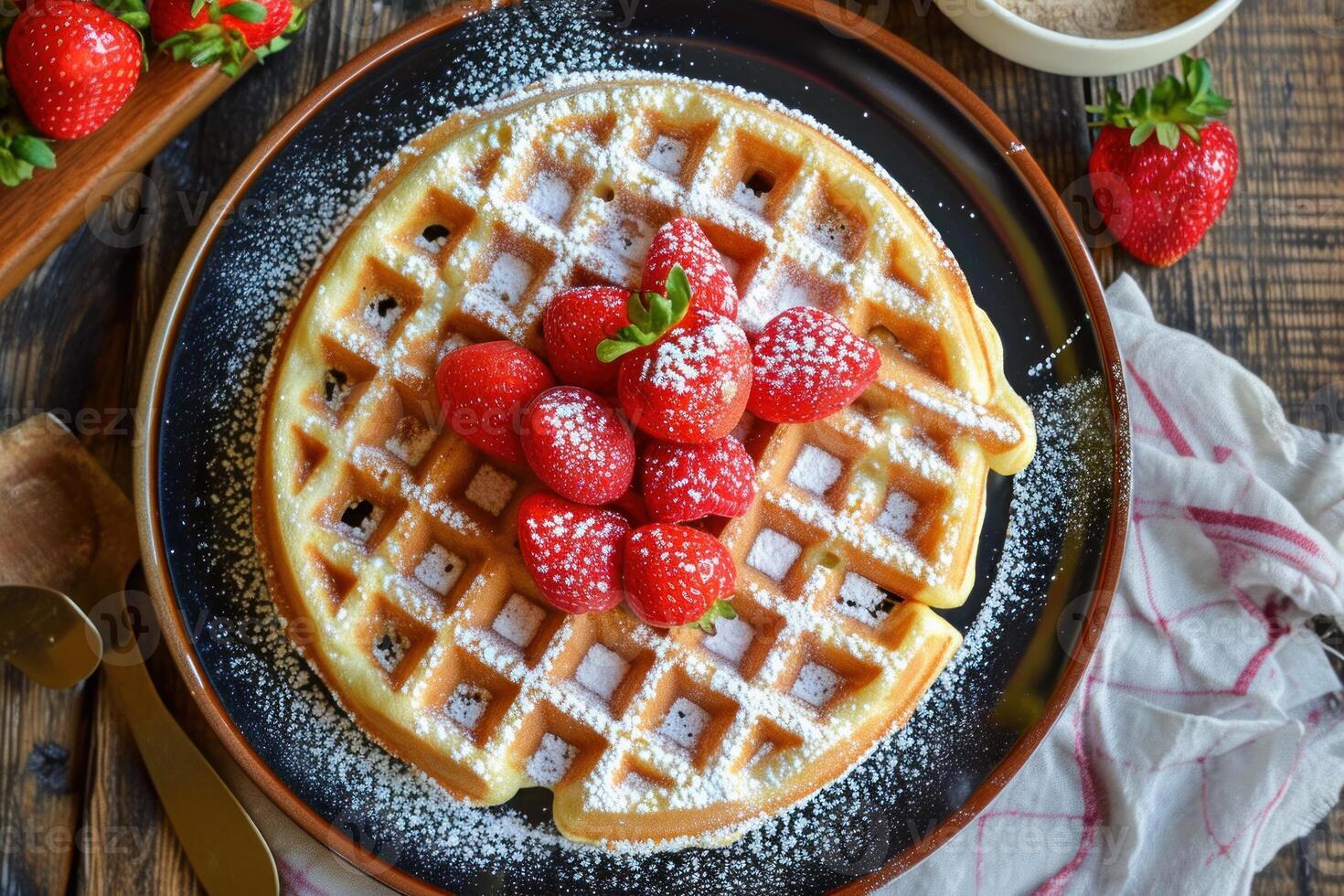 AI generated Baked belgian waffles. Generate Ai photo