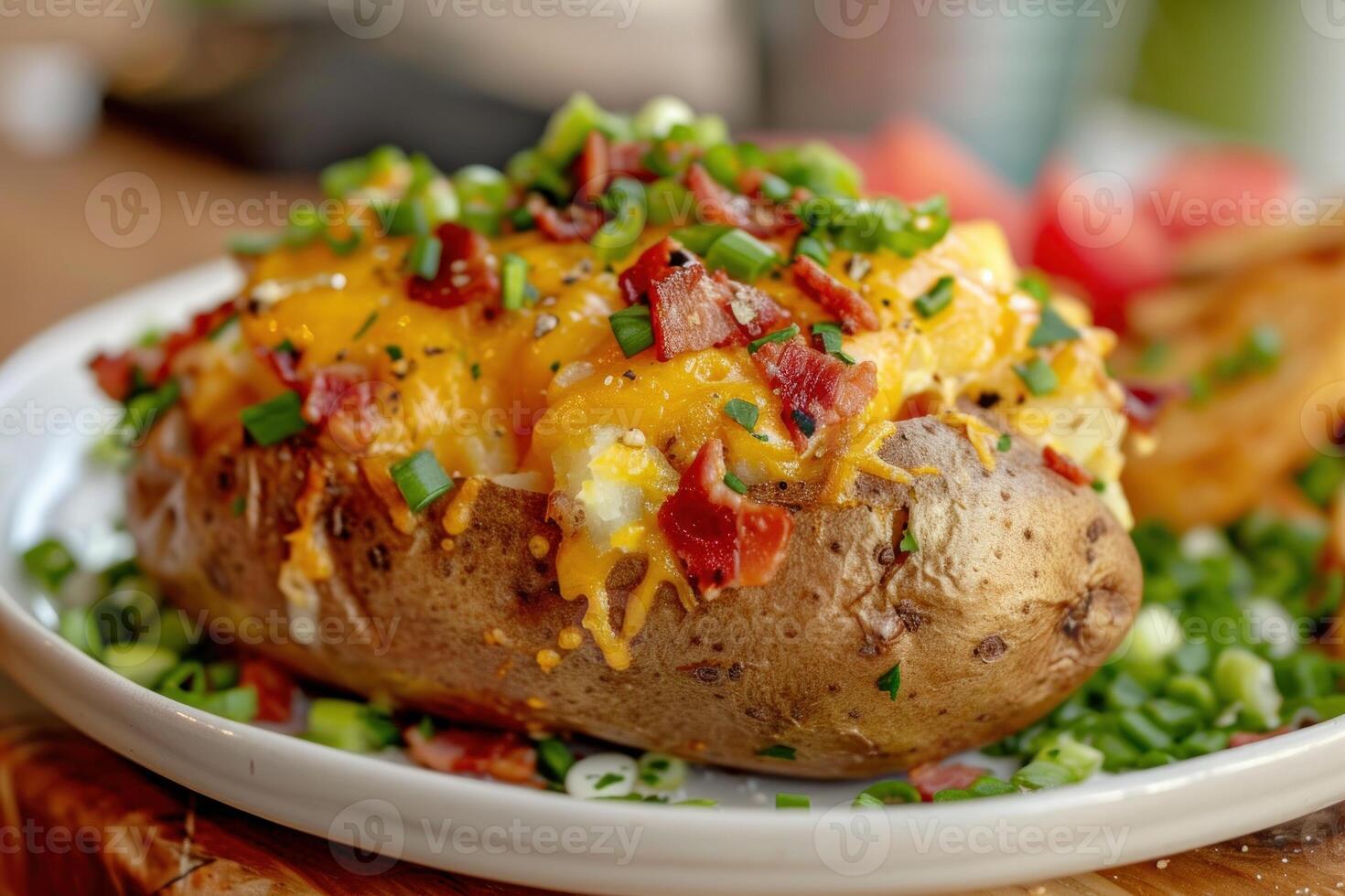 AI generated Serving baked potato with green herbs. Generate ai photo