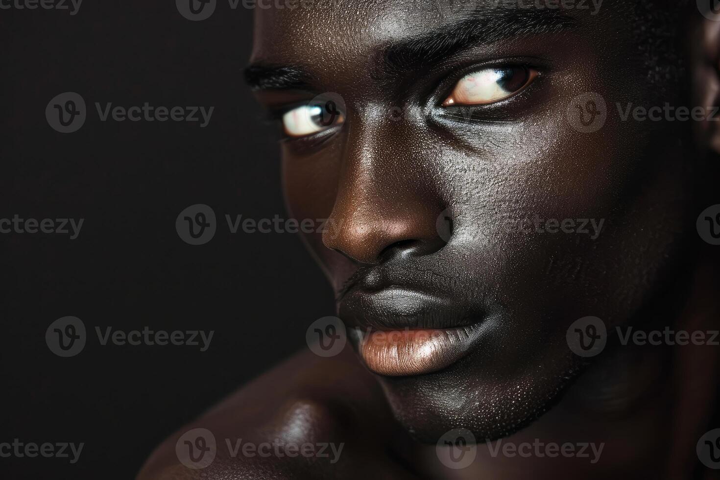 AI generated African model glossy man. Generate Ai photo
