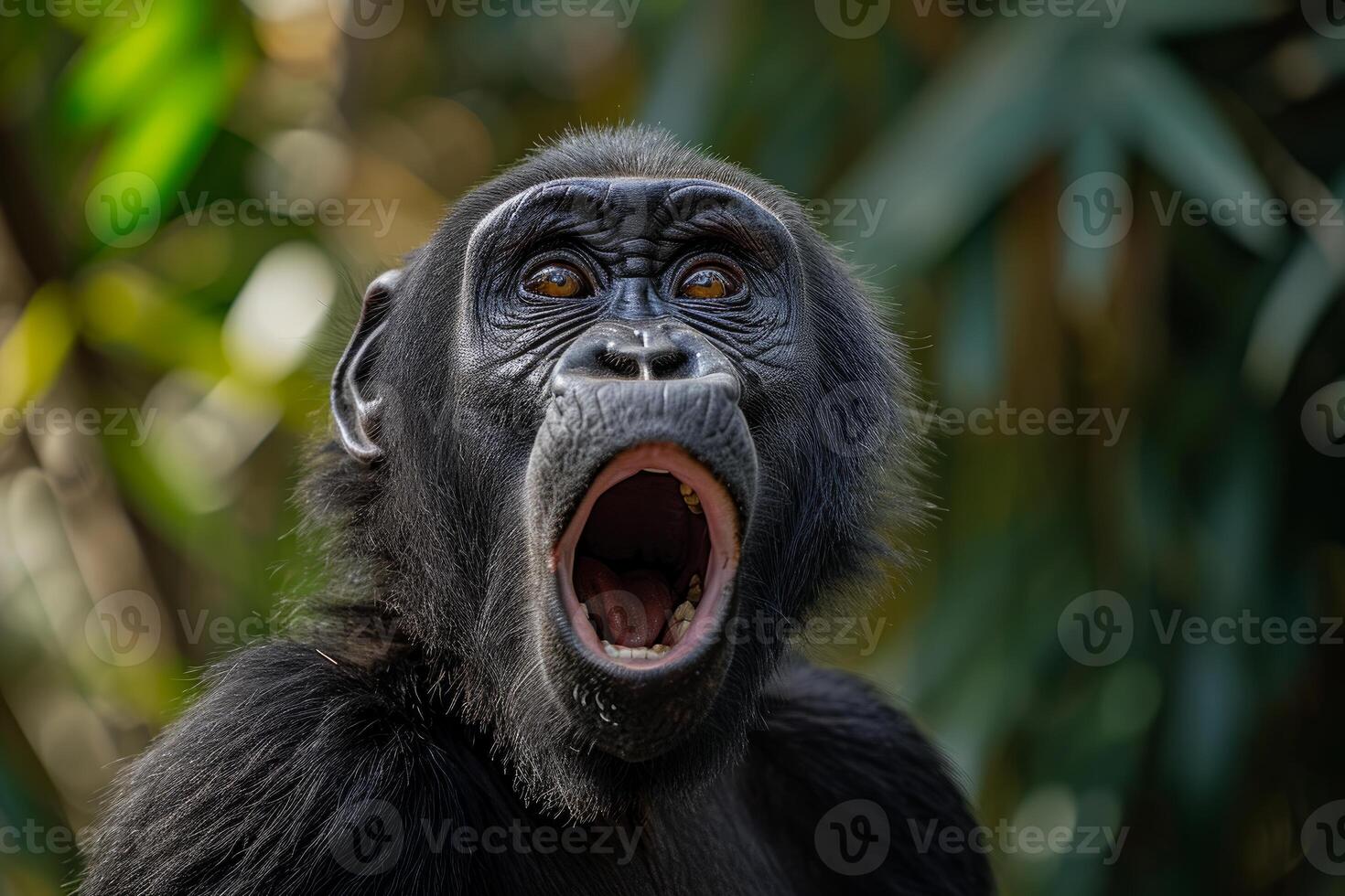 AI generated Ape shocked expression. Generate Ai photo