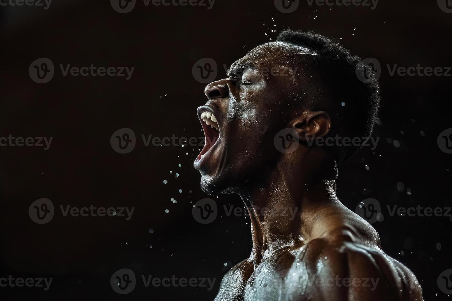 AI generated Athlete scream energy strong. Generate AI photo