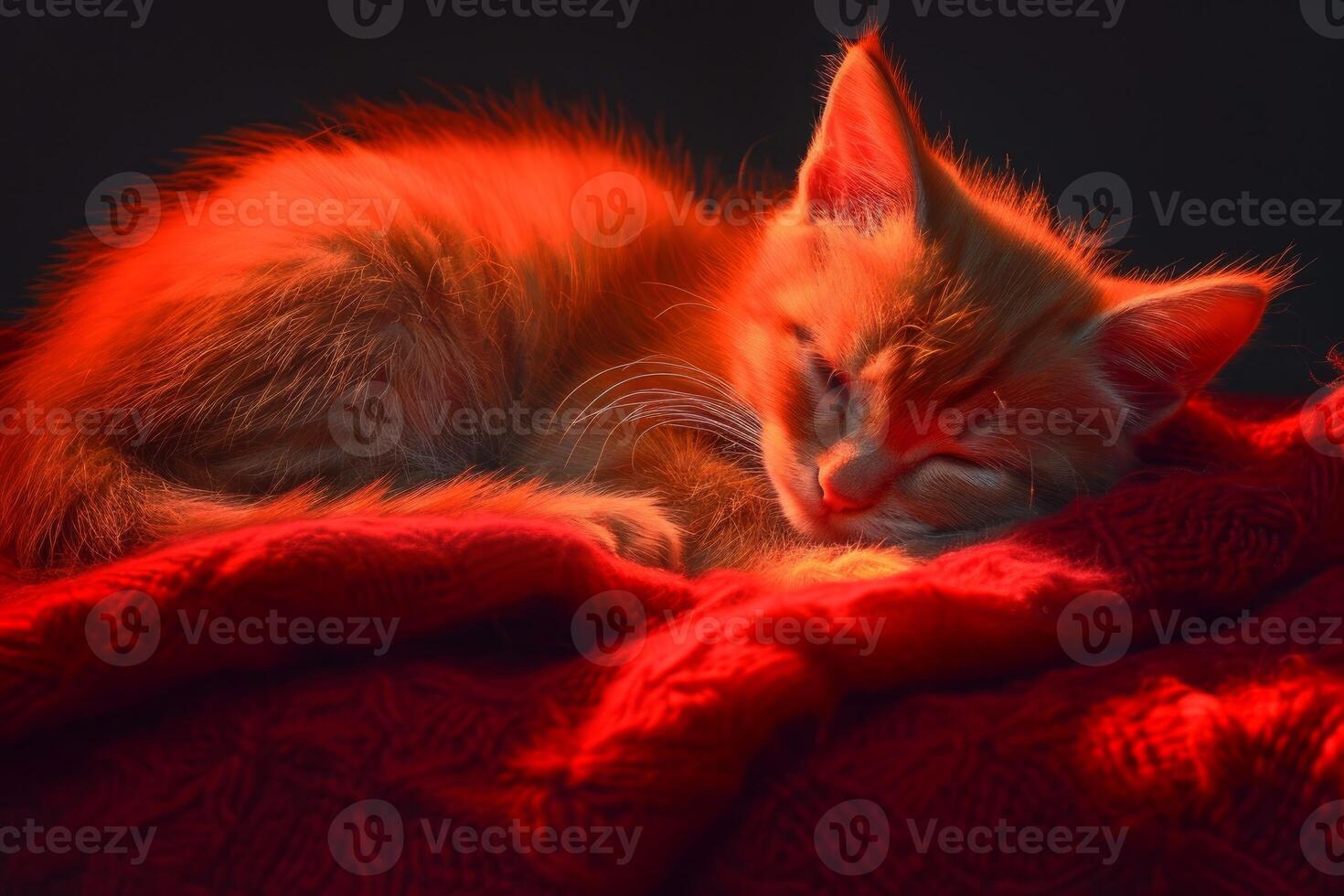 AI generated Cat red light. Generate Ai photo