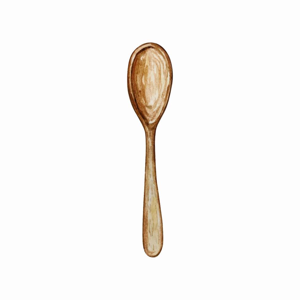 Watercolor wooden spoon vector