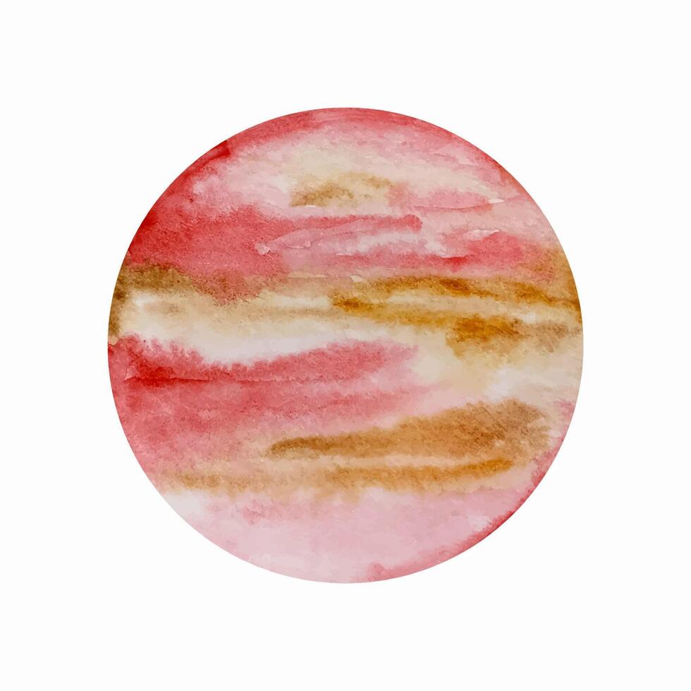 Watercolor red planet, space vector