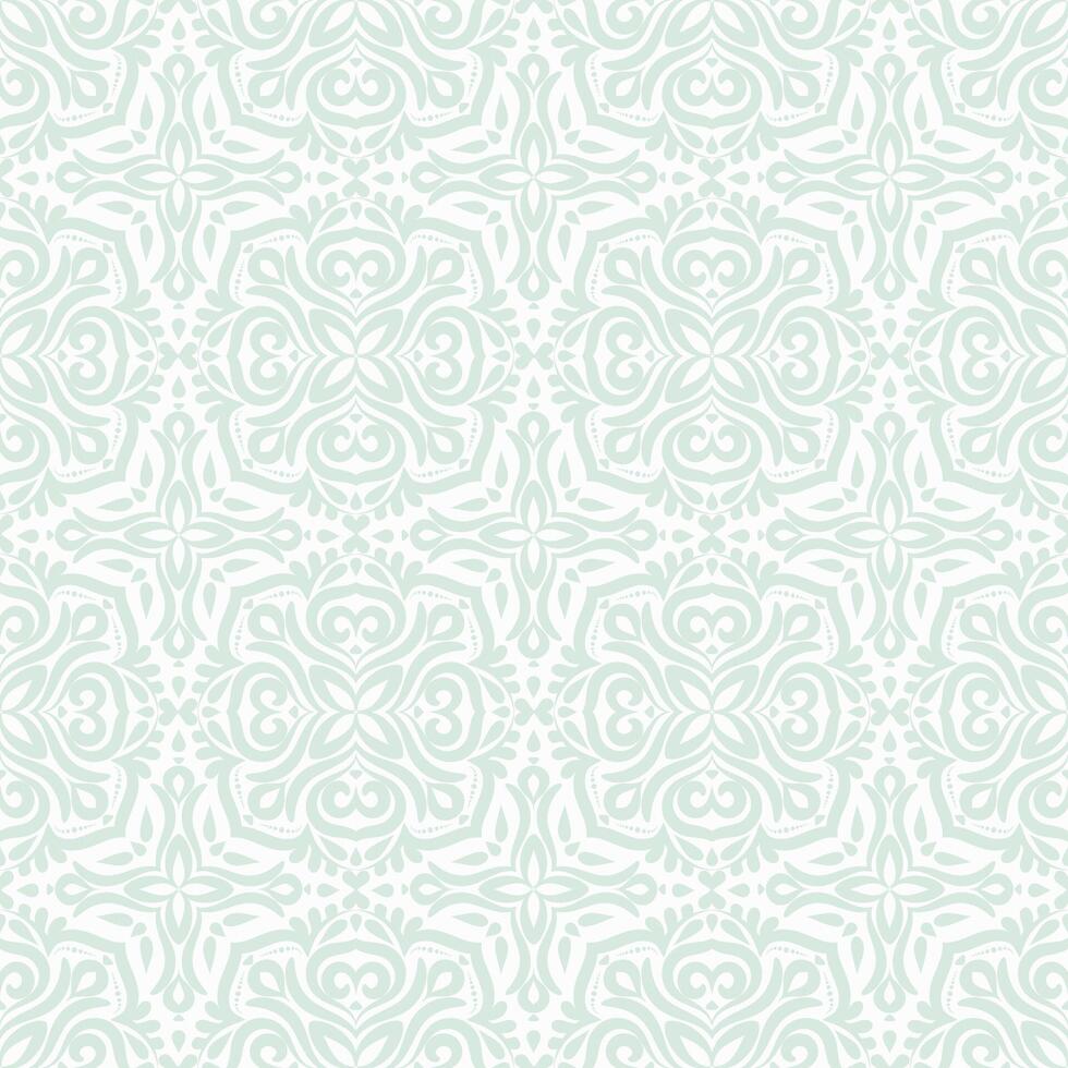 Abstract geometric seamless pattern. Blue texture, elegant lace backdrop. Oriental traditional luxury background. Subtle ornament, repeat tiles,  for fabric, wallpaper, linen. Mandala pattern. vector