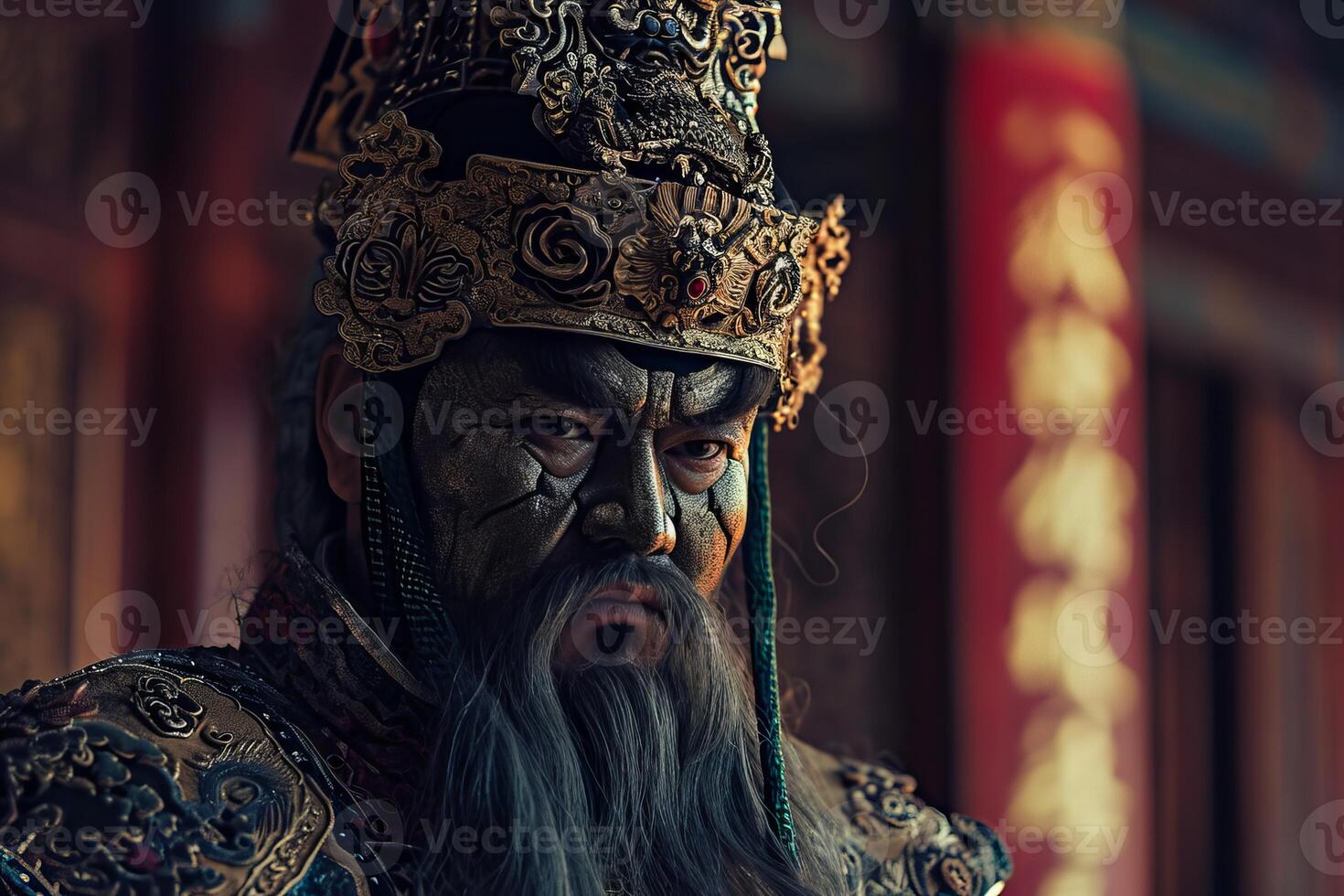 AI generated Ancient China night man. Generate ai photo