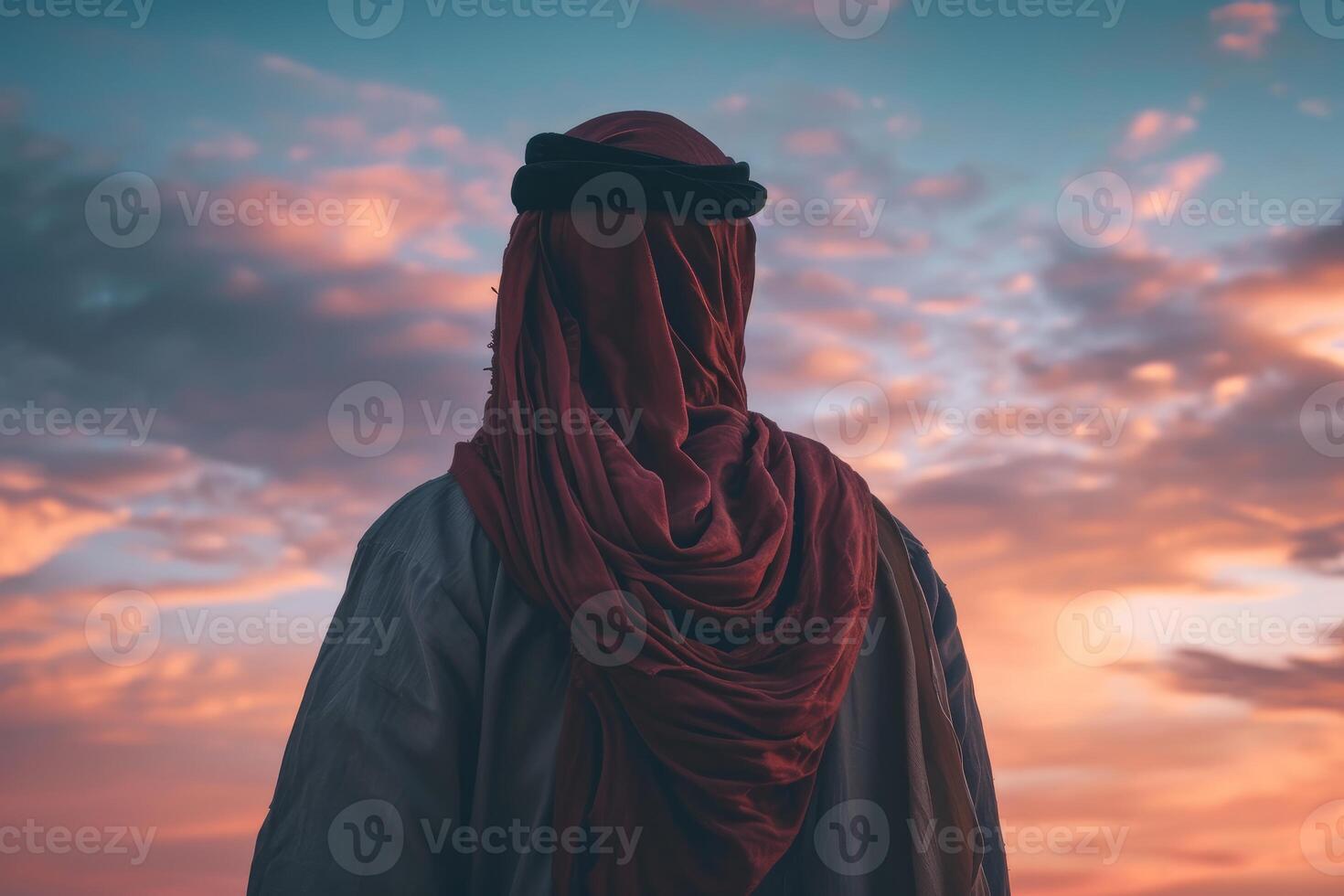 AI generated Arab man sky. Generate Ai photo