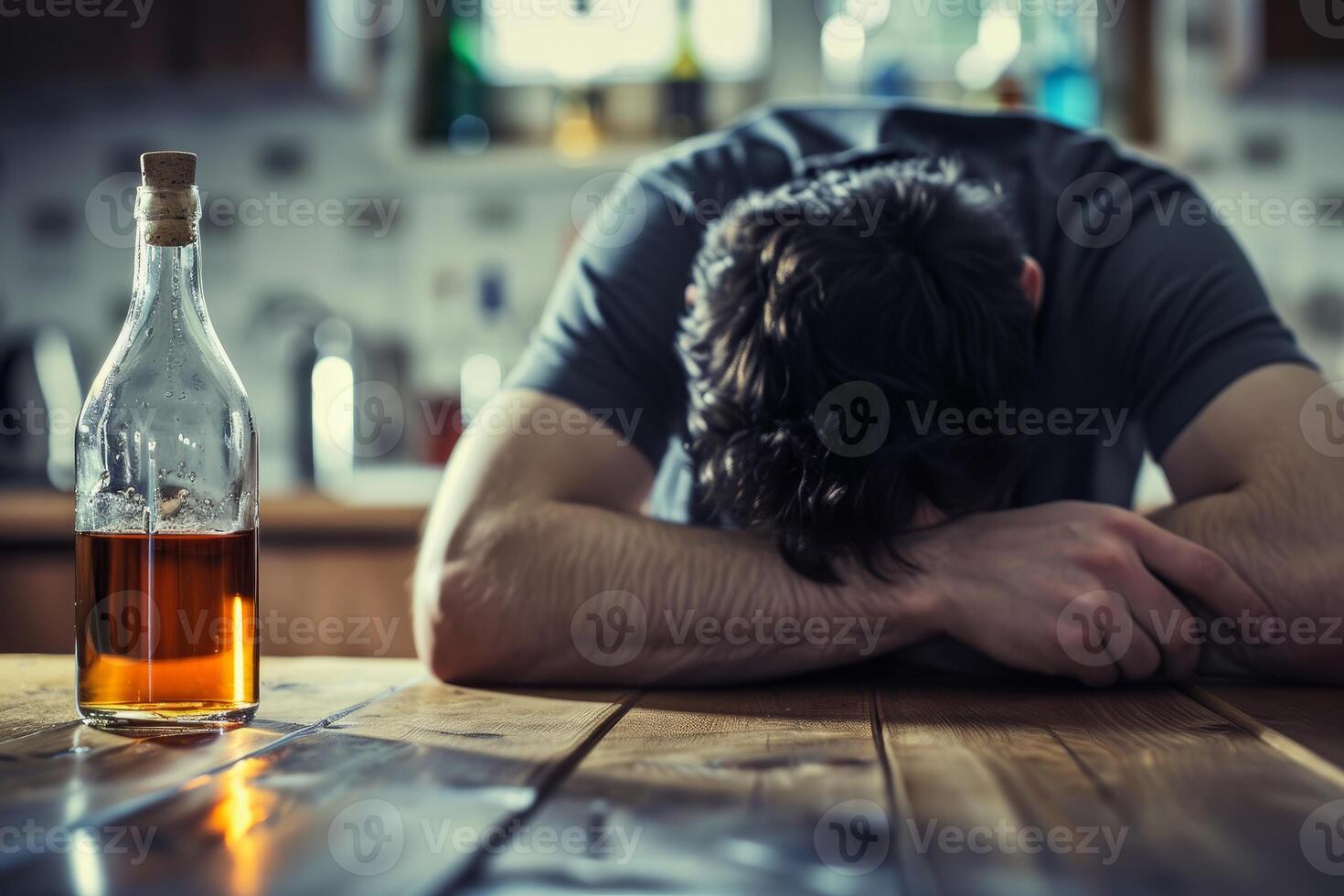 ai generado afligido alcohólico persona triste. generar ai foto