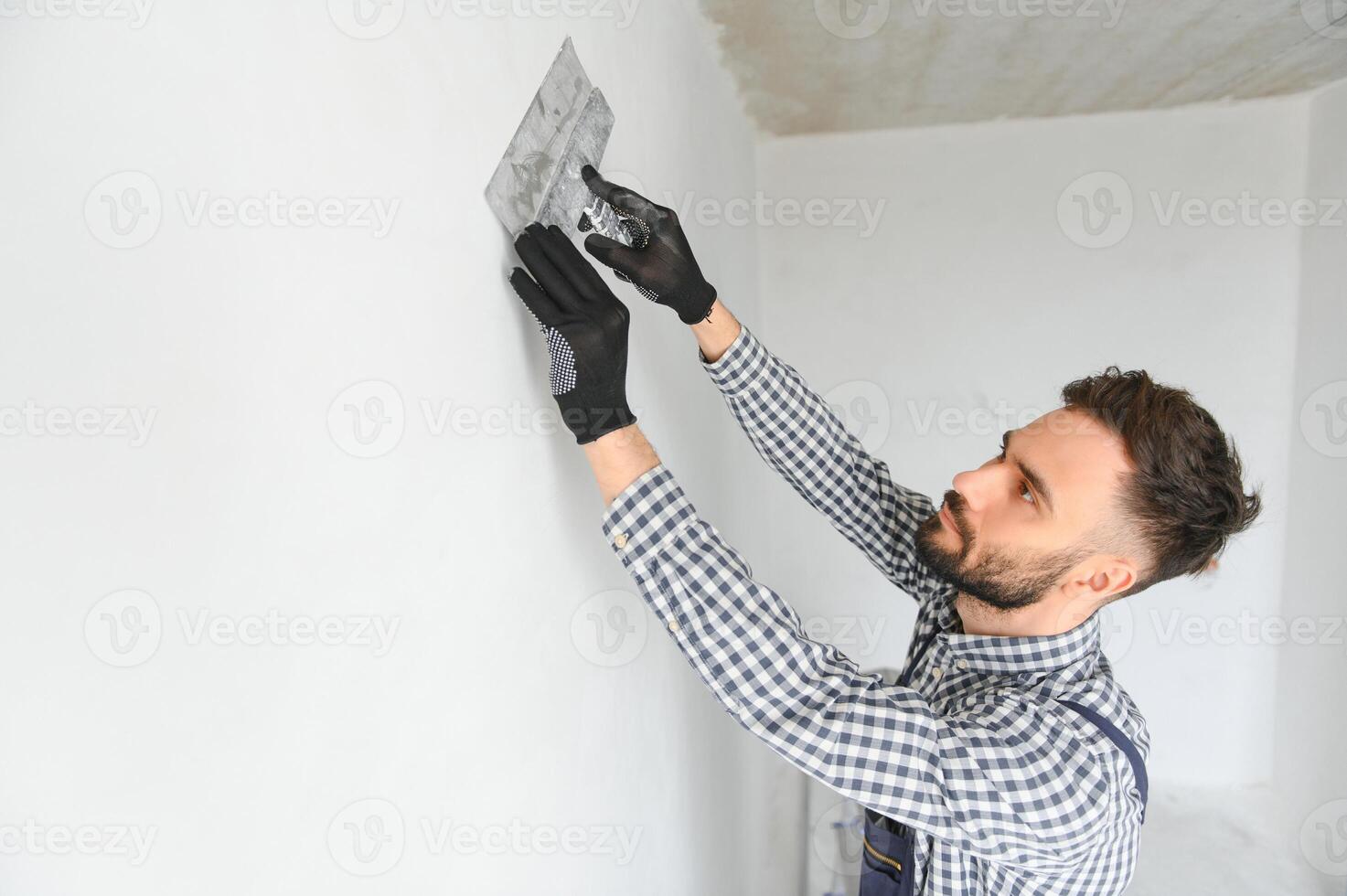 Positive male repairman at home photo