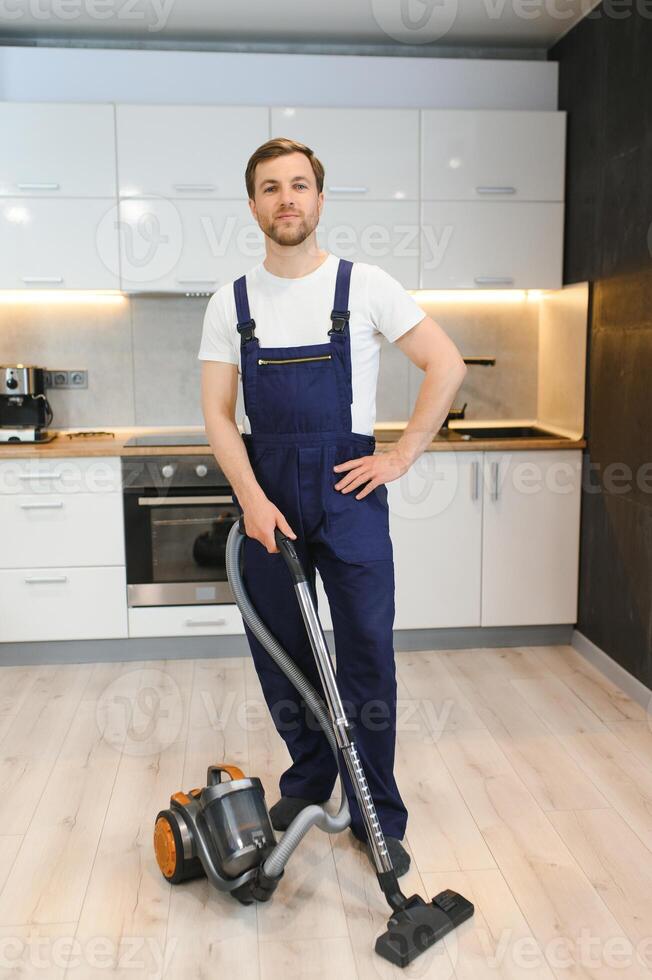 Dry cleaner's employee in flat photo