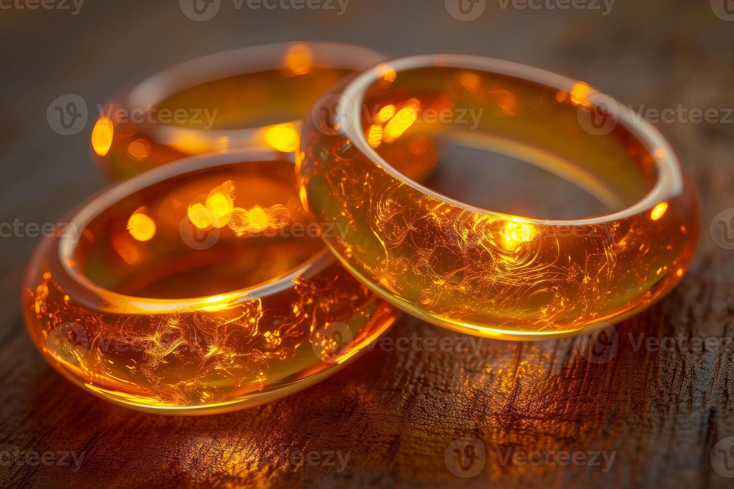 AI generated Amber rings glowing. Generate Ai photo