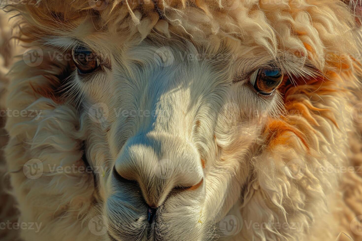 AI generated Alpaca domestic farm closeup. Generate Ai photo