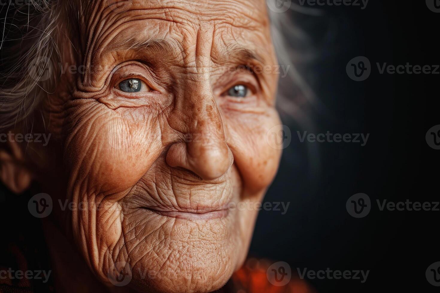 AI generated Smiling mature woman face. Generate Ai photo