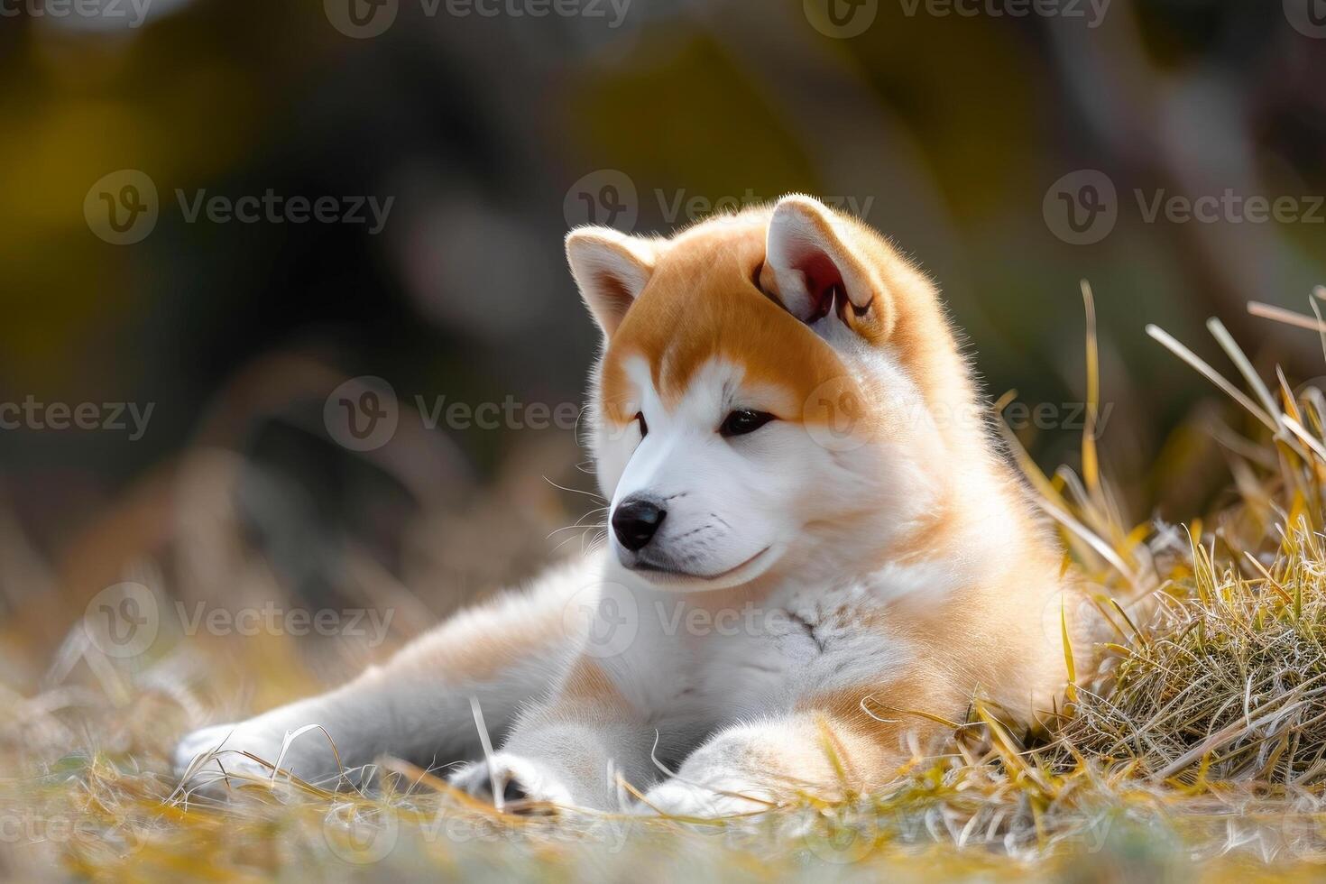 AI generated Akita inu puppy. Generate Ai photo