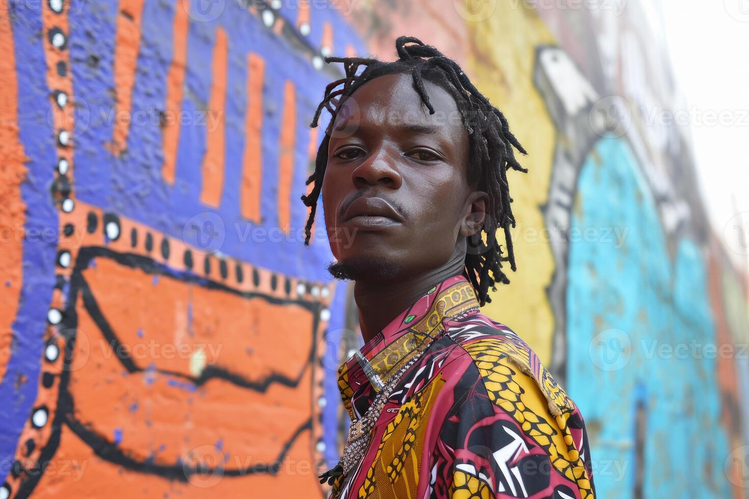 AI generated African rapper portrait. Generate Ai photo