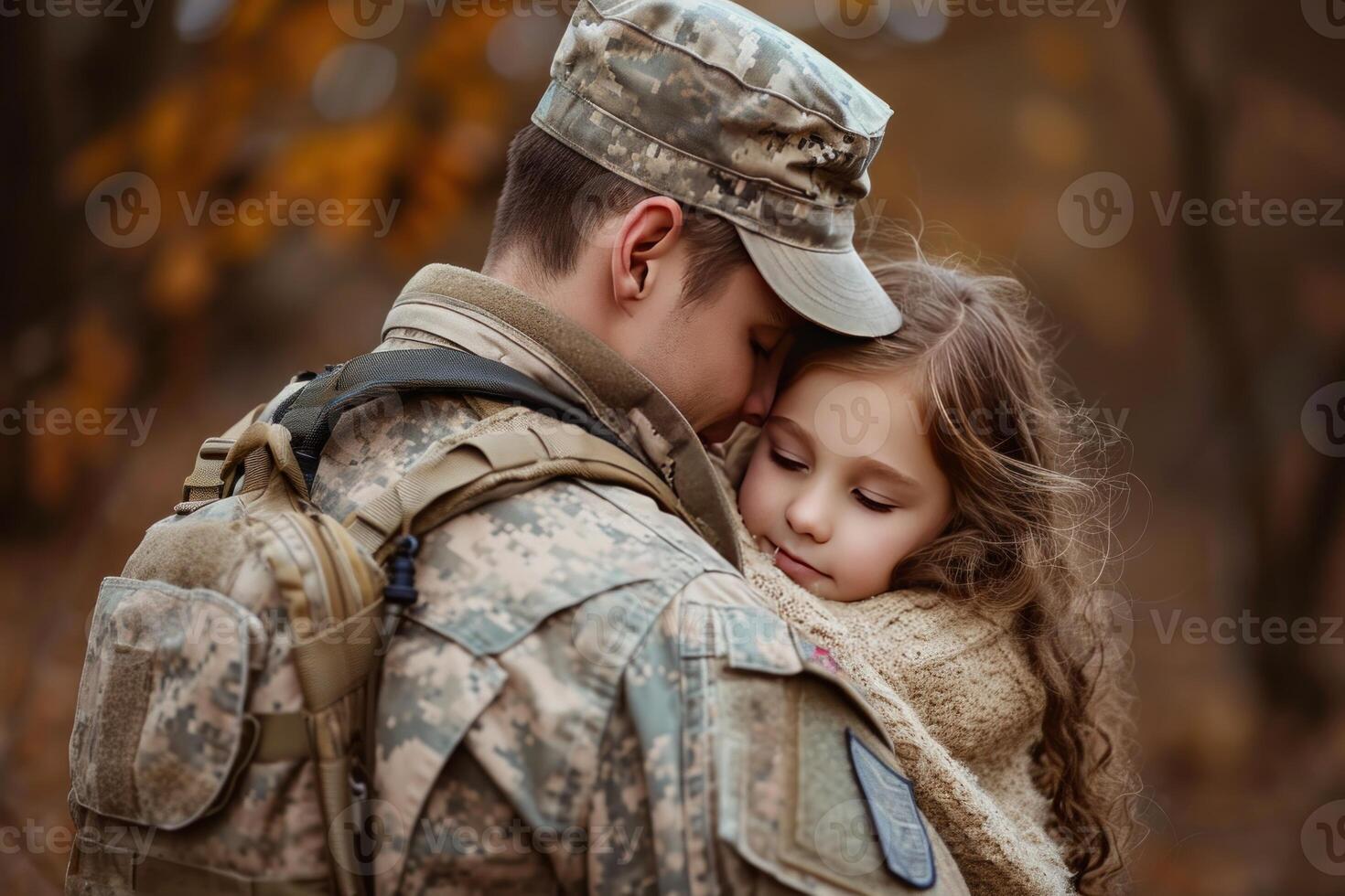 ai generado militar reunión padre hija amor. generar ai foto