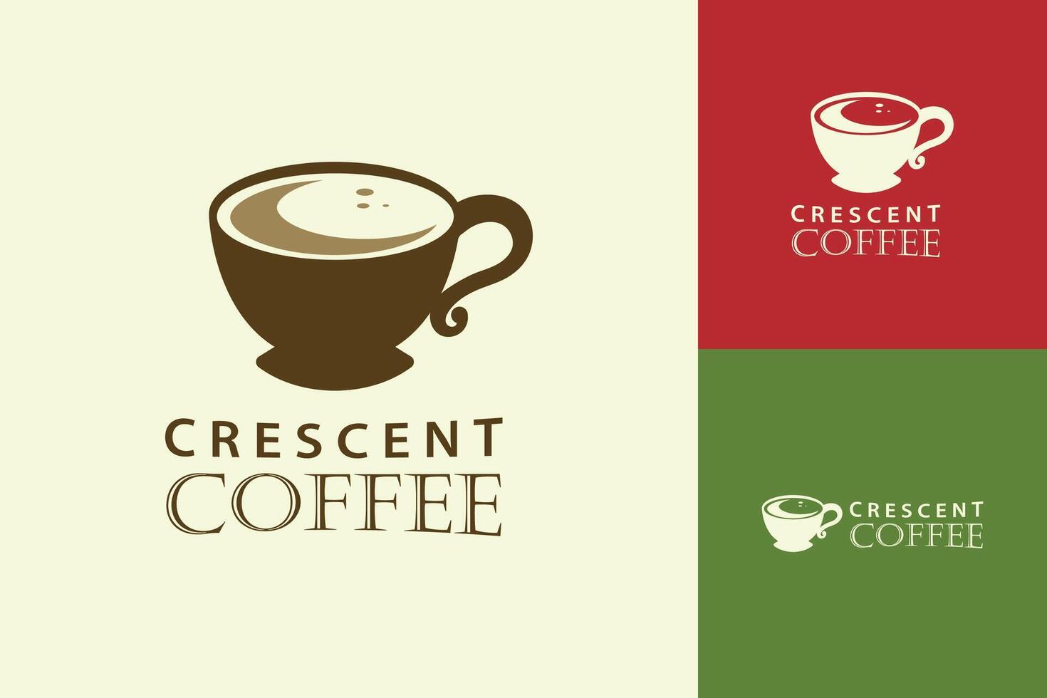 creciente café empresa logo con un taza y un creciente Luna dentro vector