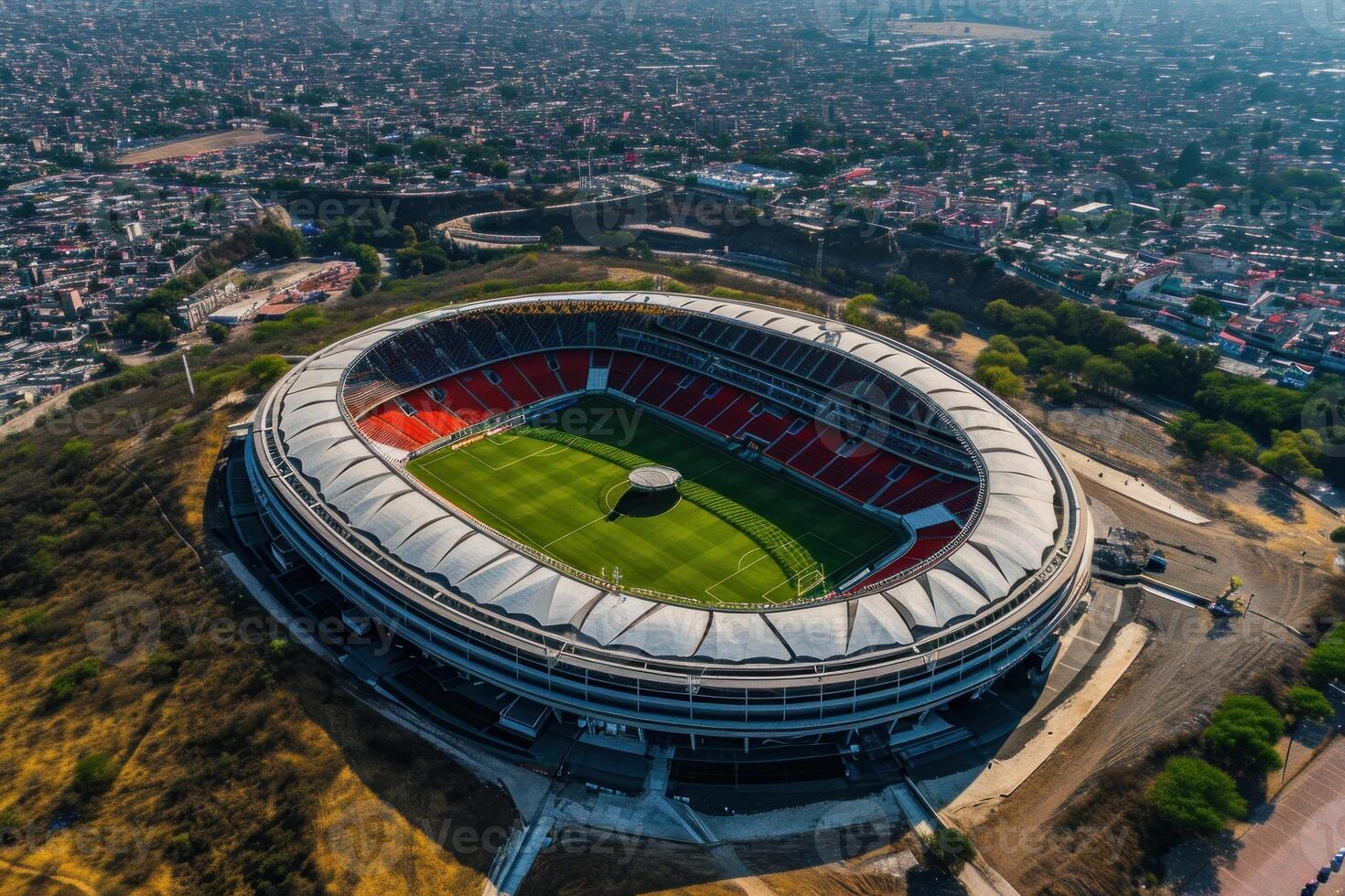 ai generado aéreo ver santiago estadio. generar ai foto