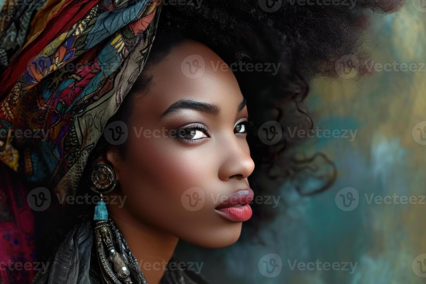 AI generated African American lady model. Generate ai photo