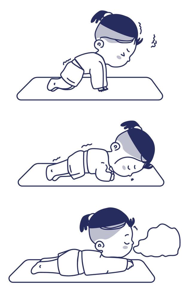 Icon set boy doing plank exercises vector