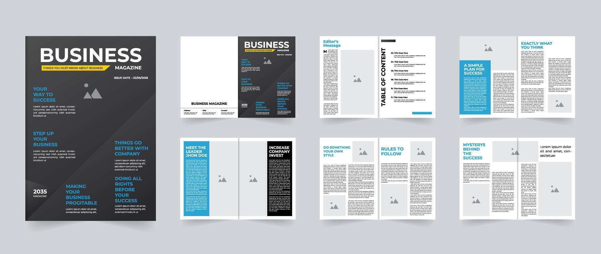 Modern and Clean Business Magazine template design with creative layout 12 pages design vector